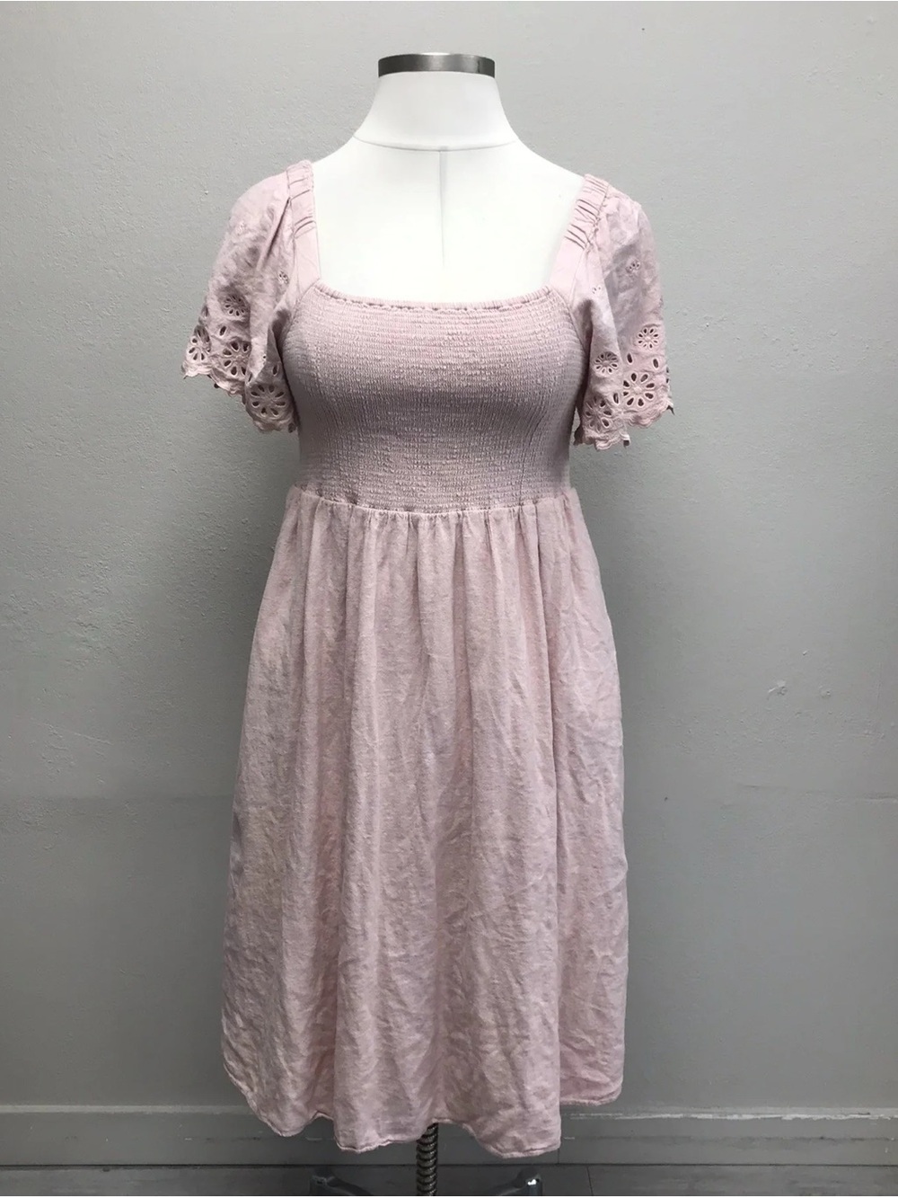 Madewell Pink Smocked Midi Dress - Size XL